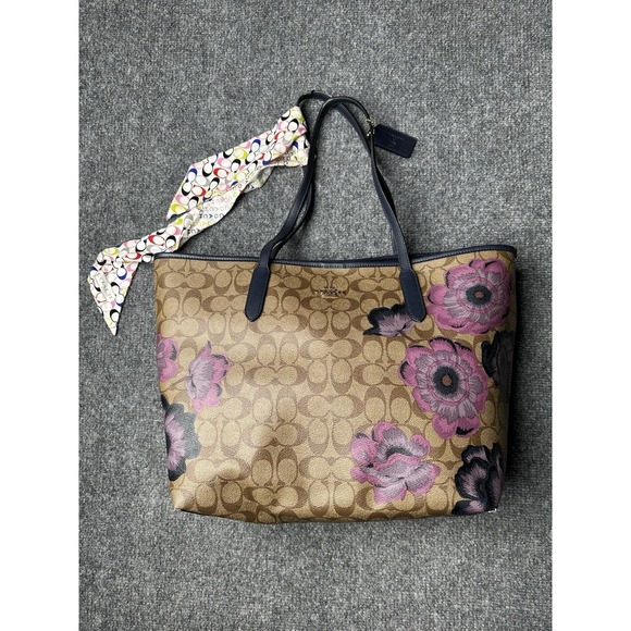 Coach Handbags - Women's Coach 5697 City Tote Signature Canvas Kaffe Fassett Floral Print